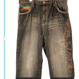 SOUTHPOLE 42 x 26 FULL-LEG EMBROIDERED JEANS